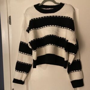 NWOT Pink Lily Black and White Striped Sweater